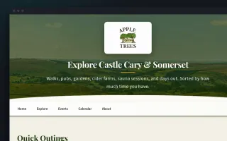 Apple Trees Cottage's Explore guide: rolling Somerset hills under "Explore Castle Cary & Somerset", with walks, pubs, gardens and days out sorted by how much time you have