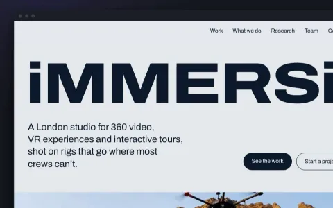 immersi.co.uk: the iMMERSi wordmark over "A London studio for 360 video, VR experiences and interactive tours"