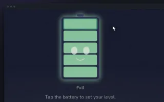 Social Volts' battery tapped to full, smiling