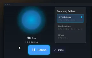 Still Point's 4-7-8 breathing exercise, its glowing orb on the hold